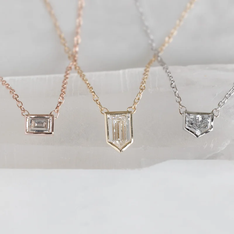 women's silver necklaces -One of a Kind Geometric White Diamond Necklace | 10K Gold