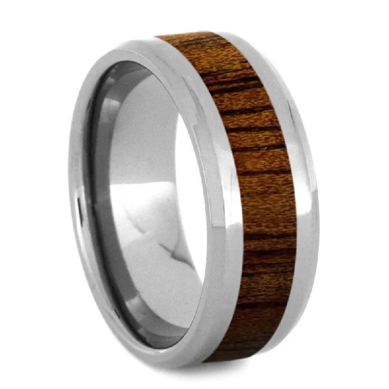 rings with initials -Koa Wood Ring with Beveled Edge, 8mm Polished Finish-SI8005