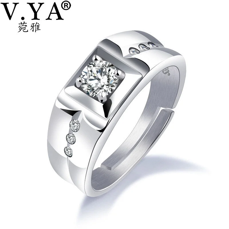 polished gold rings for women -V.YA 925 Sterling Silver Ring Ringent Big Size Wide Square Finger Rings Classic