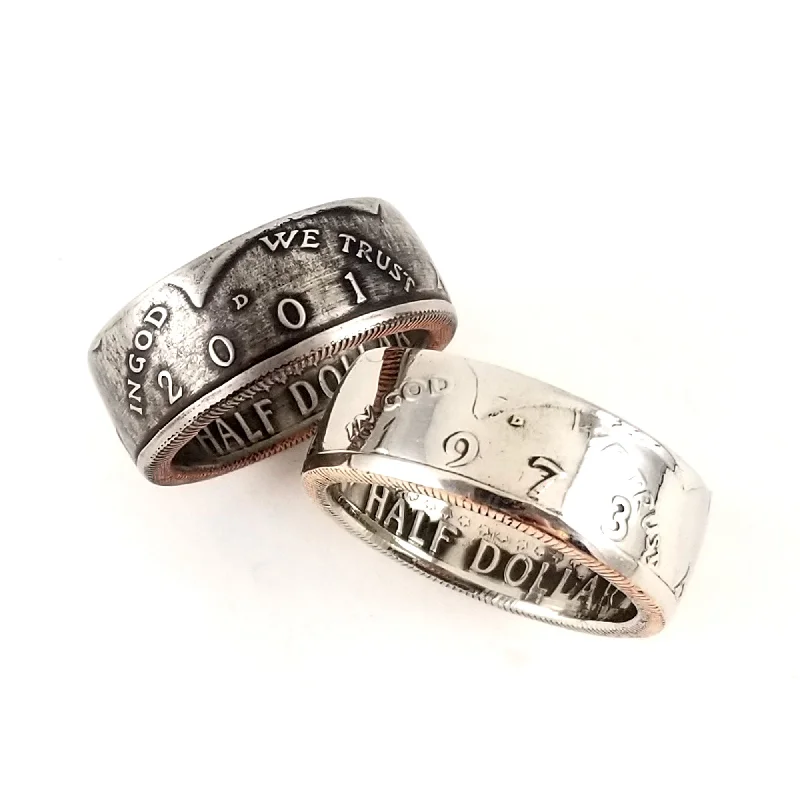 men’s style rings for women -1971-2024 Kennedy Half Dollar Coin Ring