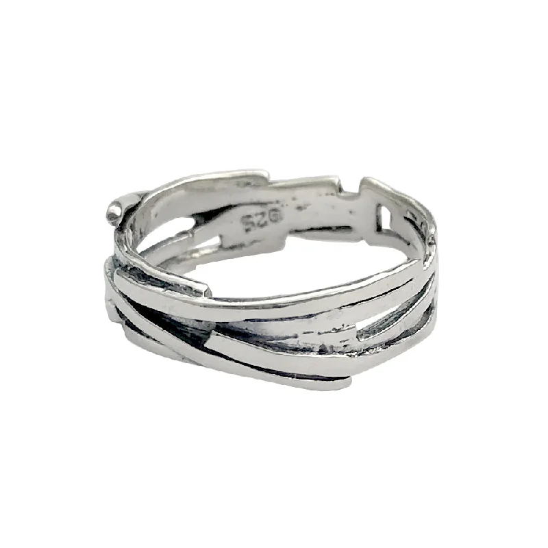 fashion rings for women -Ultra Modern Layered Art Fashion Ring Band in Sterling Silver