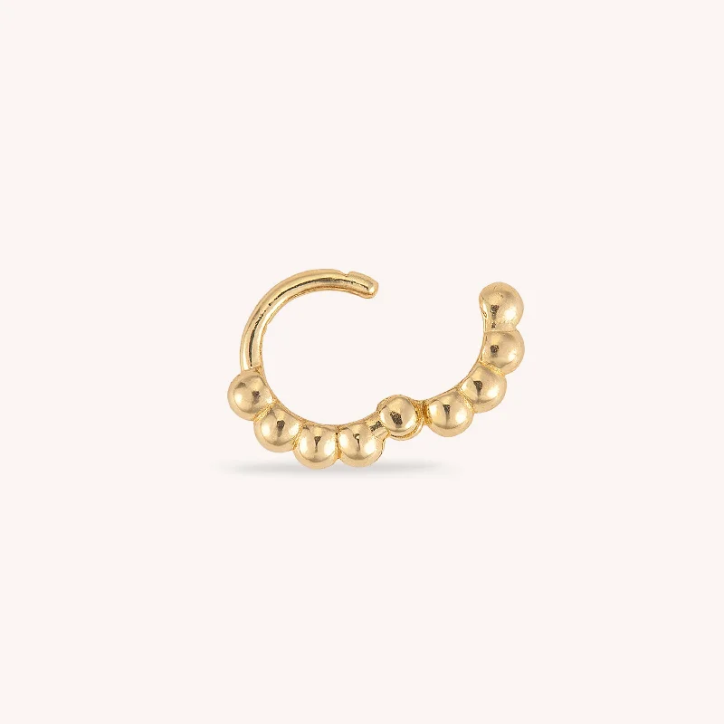 lightweight stud earrings -14K Solid Gold Bubble Tiny Hoop Earring