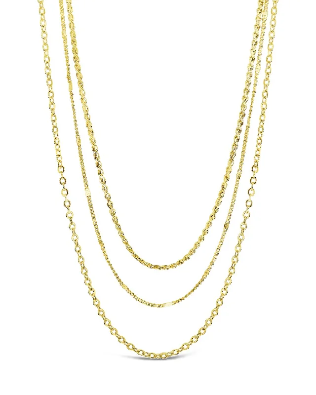 bridal necklaces for women -Dainty Three Layer Chain Necklace