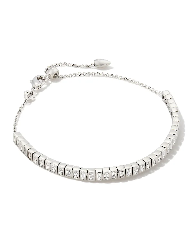 fine jewelry necklaces -Gracie Rhodium Plated Tennis Necklace with White CZ by Kendra Scott