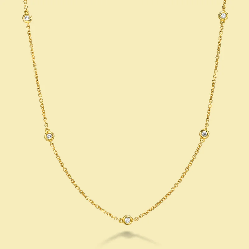 two-tone necklaces for women -The Bobby, Classic Half-strand Bezel Diamond Necklace