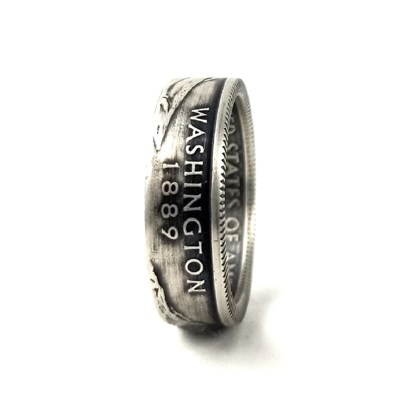 engraved rings for women -90% Silver Washington State Quarter Ring