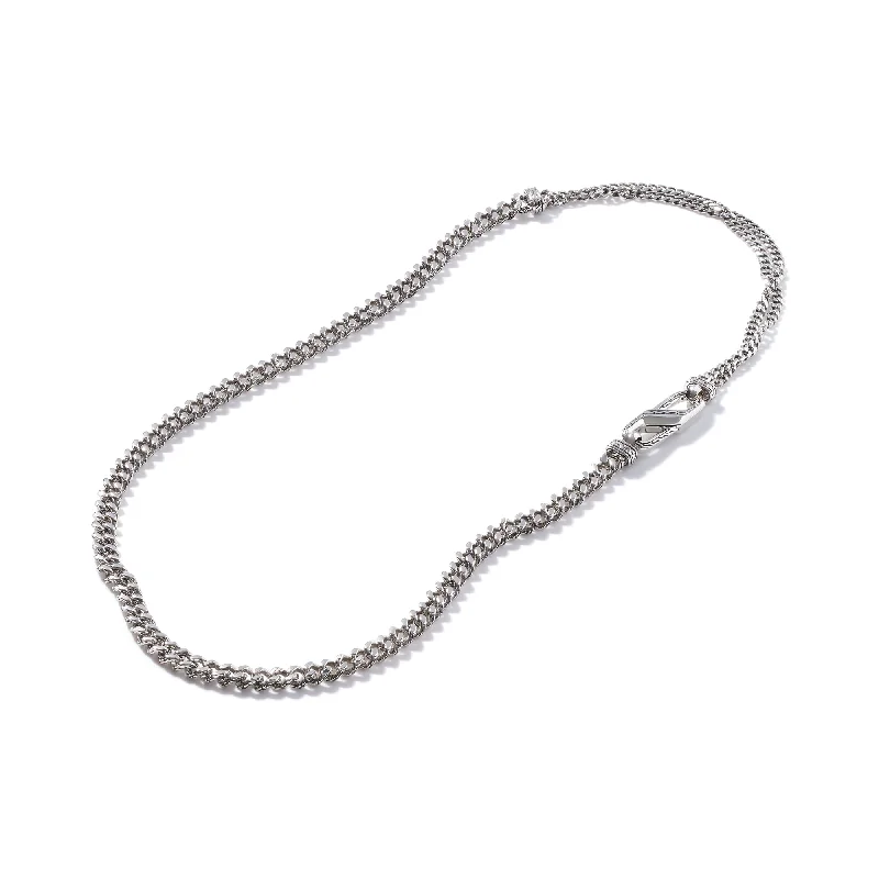 luxury diamond necklaces for women -Classic Chain Silver Medium Carabiner 7mm Curb Link Necklace 22" by John Hardy