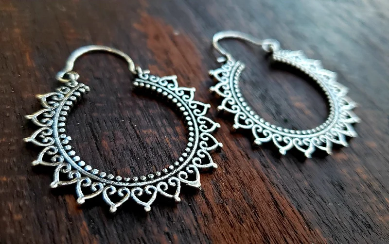 silver hoop earrings for women -Khurai Earrings