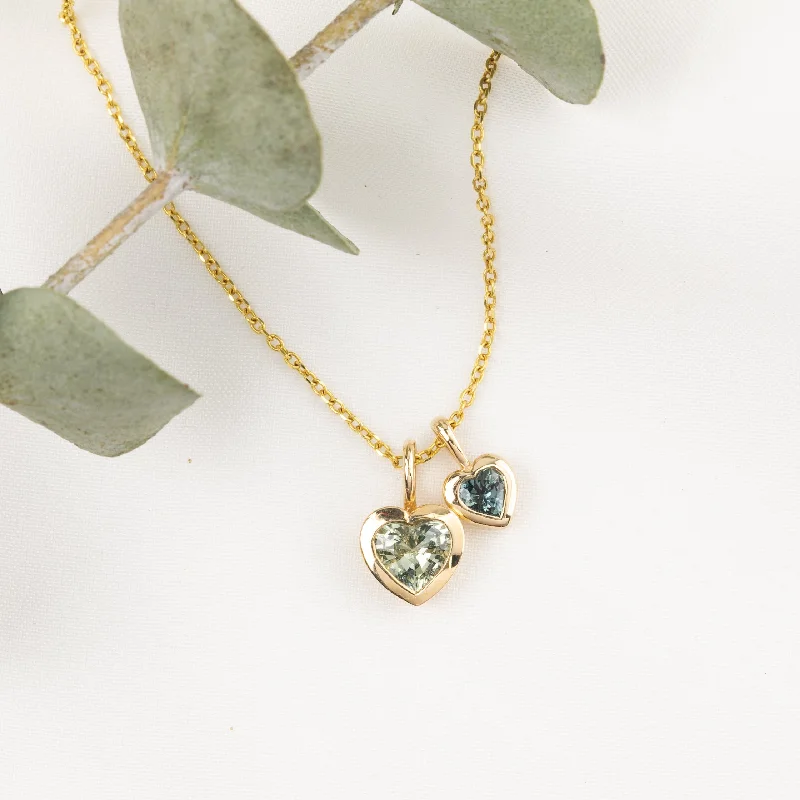 butterfly necklaces for women -Green Sapphire Heart Necklace 14K Gold