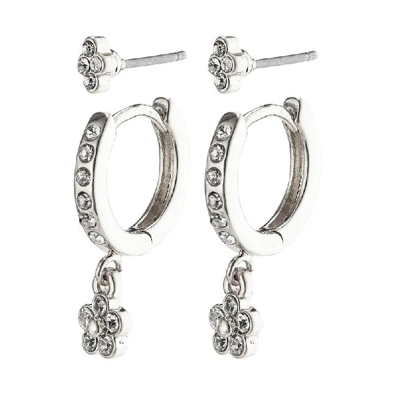 personalized earrings for women -Sylvia Silver Plated Crystal Earring Set