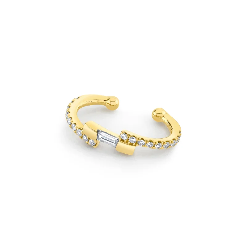 vintage gold bracelets for women -DIAMOND LIGHTNING EAR CUFF