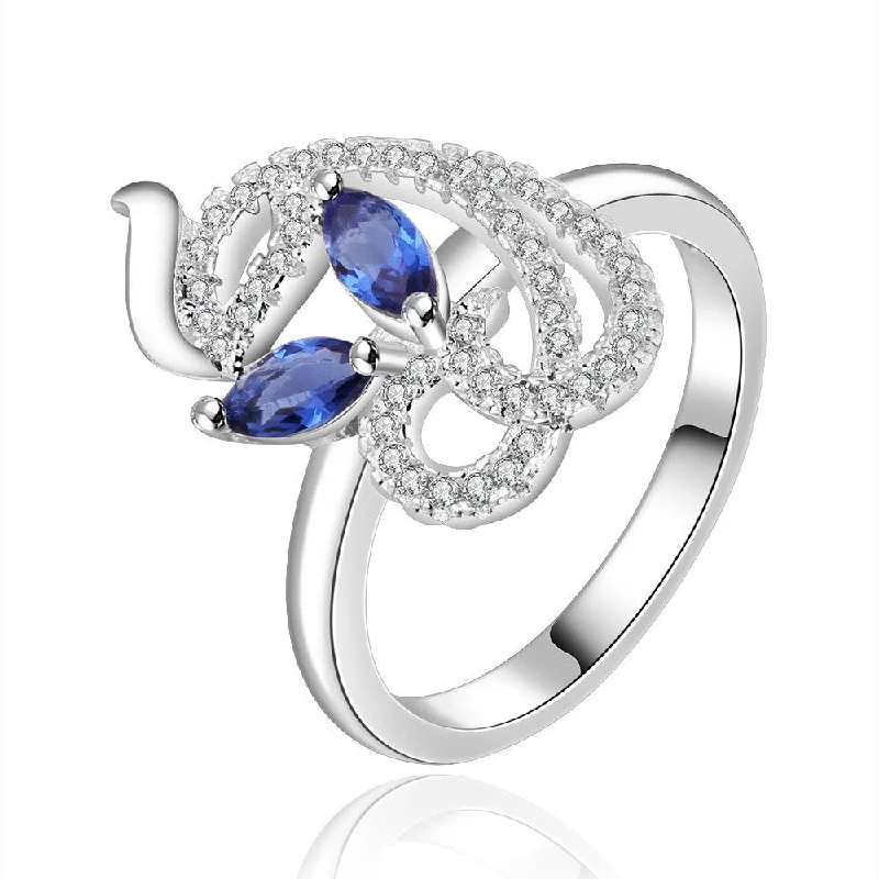 gemstone cocktail rings -Silver Plated Cubic Zirconia Cocktail Dolphin Ring