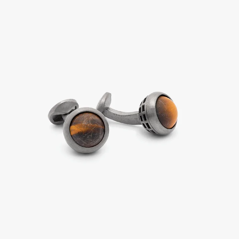 engraved bracelets for women -Revolve Cufflinks In Sterling Silver with Tiger Eye