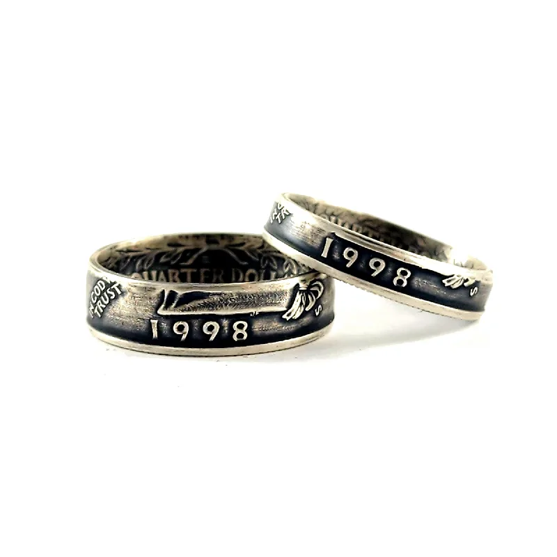 gold wedding rings -90% Silver 1998 Washington Quarter His & Hers Ring Set - 25th Anniversary Gift