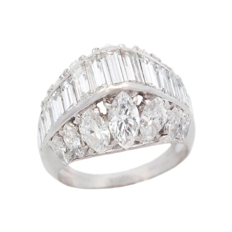 oval rings for women -CARTIER Vintage Platinum Diamond Pyramid Ring