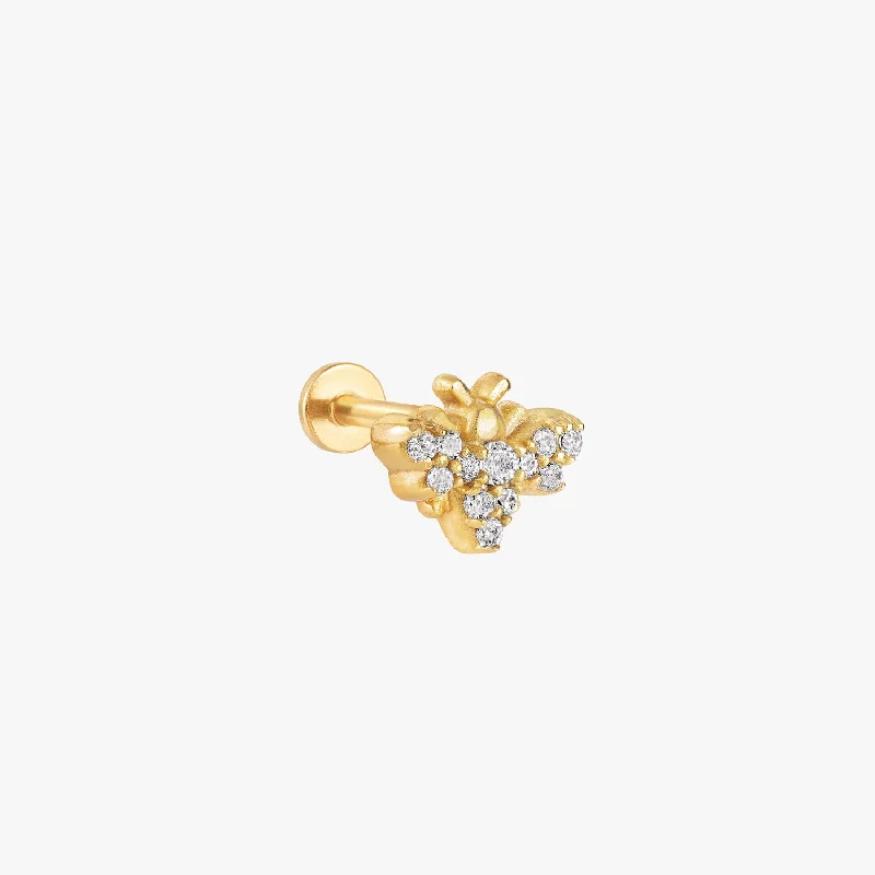 classic stud earrings -Honey Bee Flatback Earring