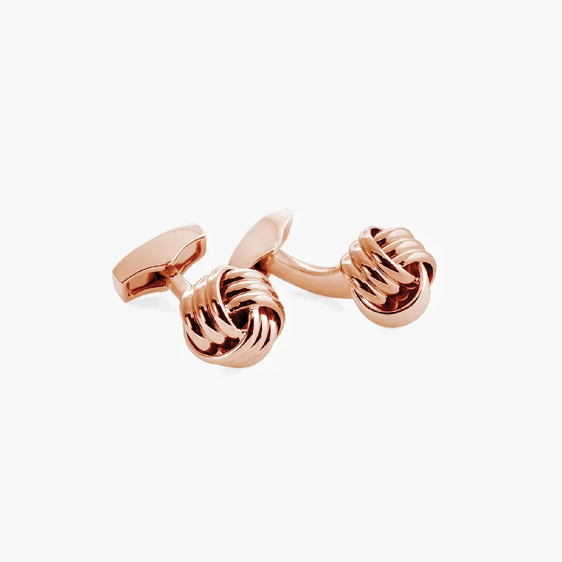 boho bracelets for women -Cable Knot Cufflinks In Rose Gold Plated