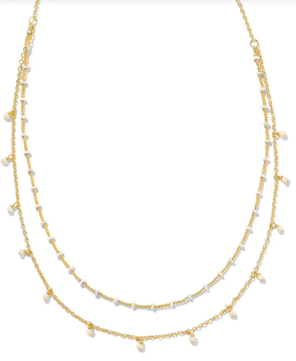 pearl drop necklaces for women -Eve Yellow Gold Plated White Mix Multi Strand Necklace by Kendra Scott