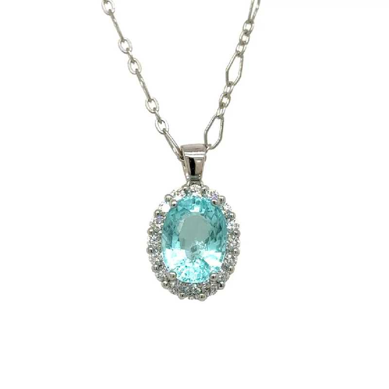 handmade necklaces for women -Platinum 3.08ct Paraiba Type Tourmaline & 0.45cttw Diamond Pendant Necklace