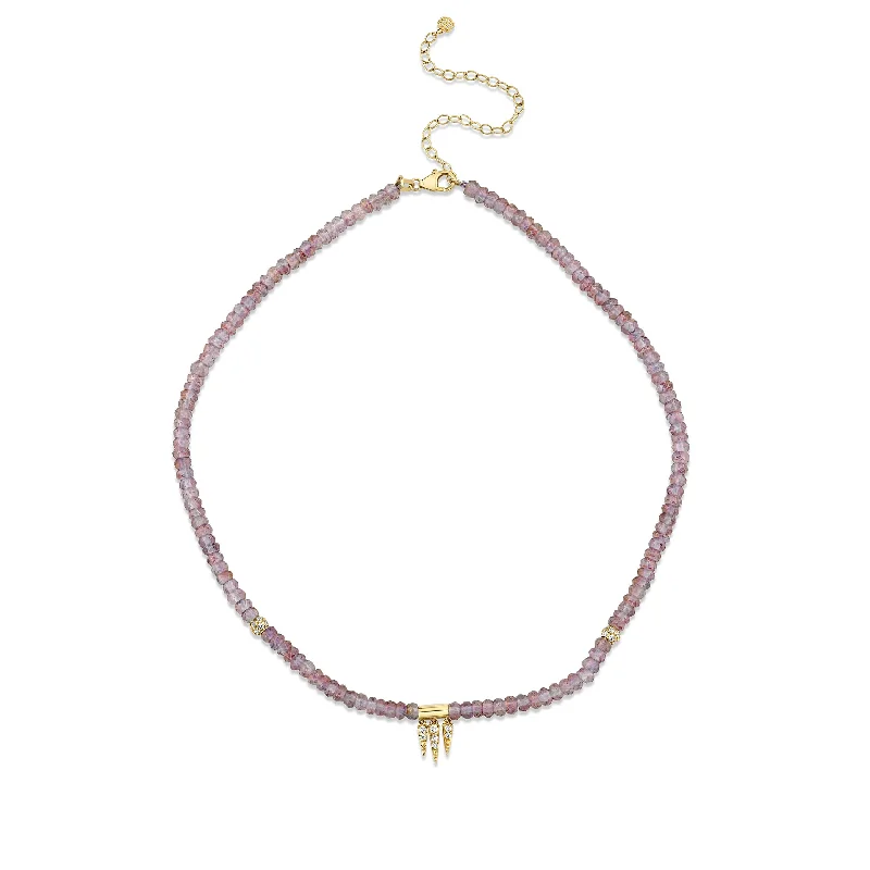 bold gemstone rings -Gold & Diamond Fringe and Pave Ball Mystic Rainbow Quartz Faceted Rondelle Beaded Choker Combo