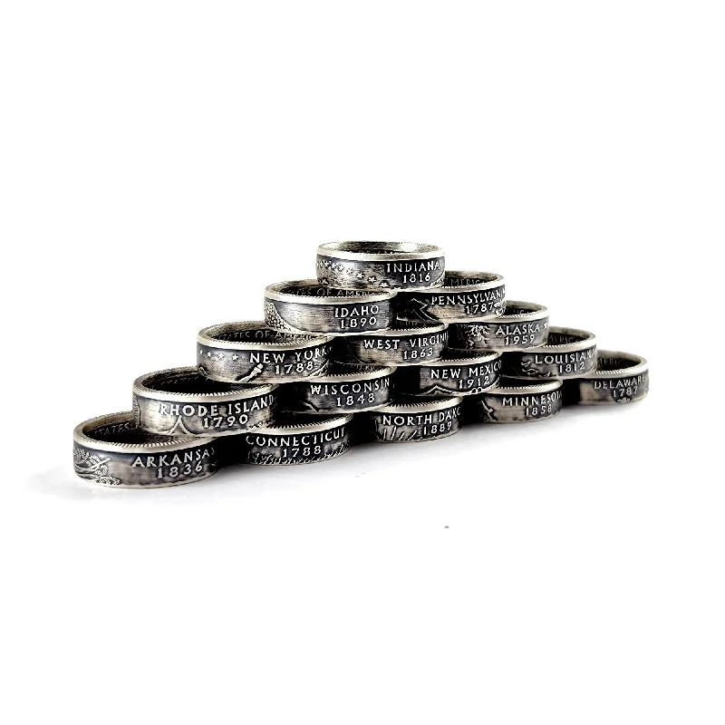 customized engagement rings -90% Silver State Quarter Coin Ring