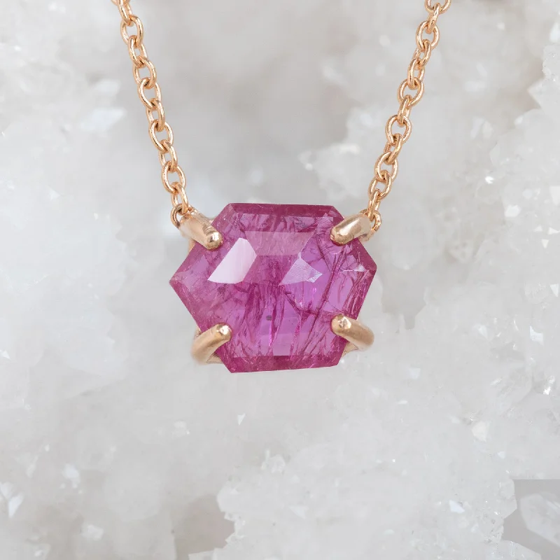 statement necklaces for women -The Geometric Ruby Necklace | Gold Filled