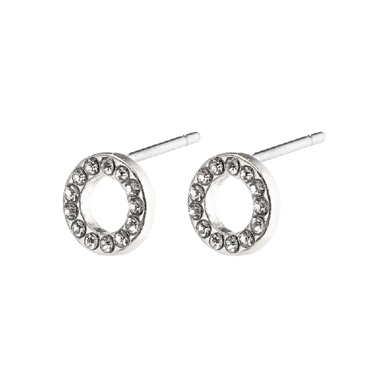 silver hoop earrings for women -Tessa Silver Plated Crystal Studs