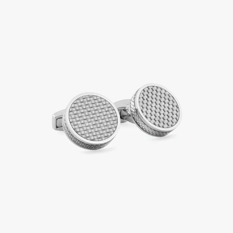 silver cuff bracelets -Palladium Tablet cufflinks with grey alutex