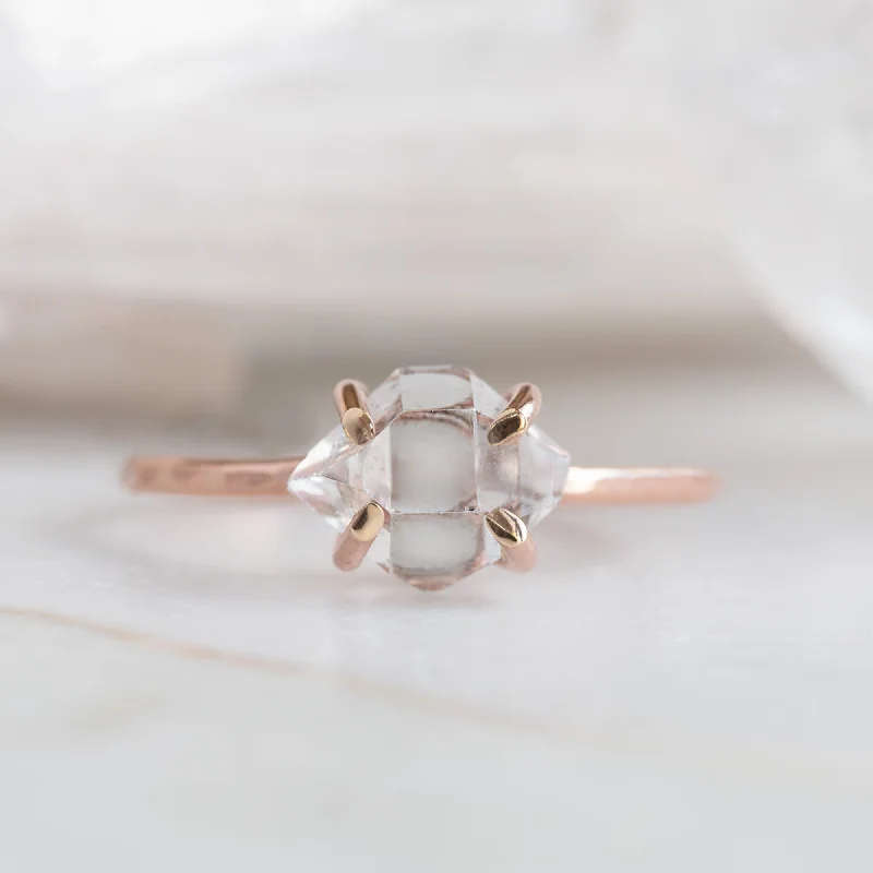 diamond heart necklaces for women -The Herkimer Diamond Ring | Rose Gold Filled