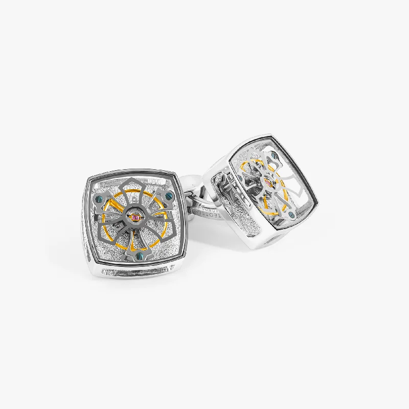 engraved bracelets for women -Traveller Tourbillon Cufflinks in Palladium Plated