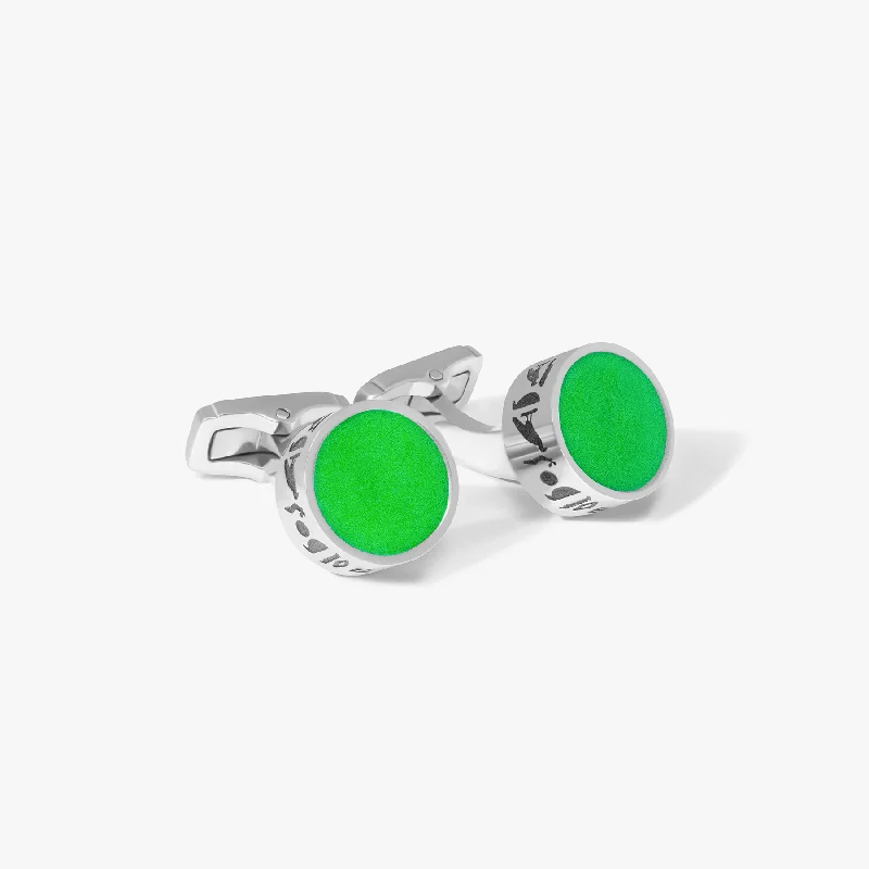 minimalist bracelets for women -THOMPSON Green Stainless Steel Hieroglyphic Cufflinks