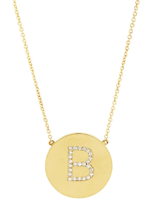 elegant statement necklaces -14K Gold Plated Sterling Silver CZ Round Initial Necklace