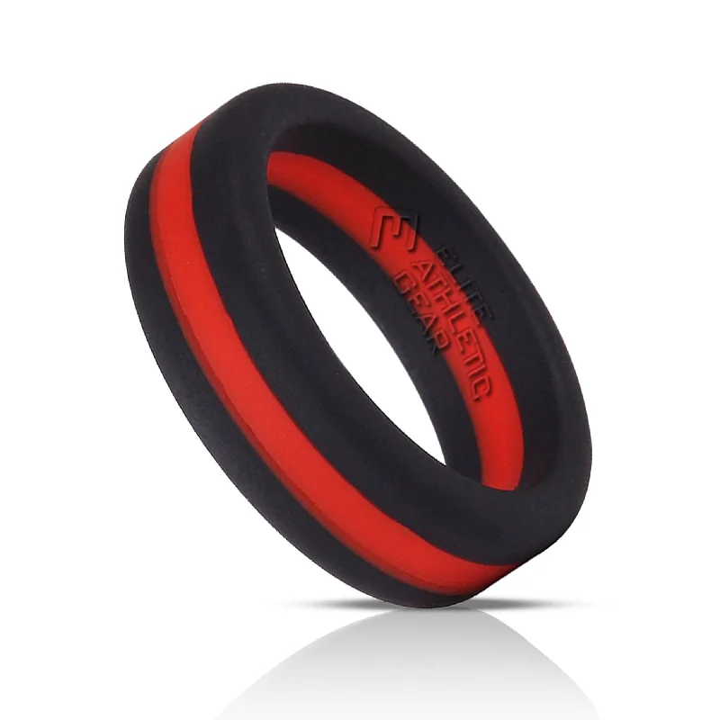 vintage engagement rings -Thin Red Line Silicone Ring