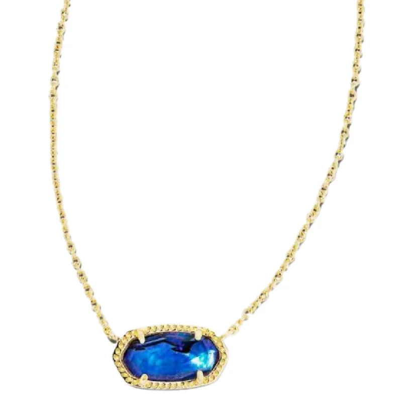 birthstone necklaces for women -Elisa Gold Plated  Necklace in Navy Abalone by Kendra Scott