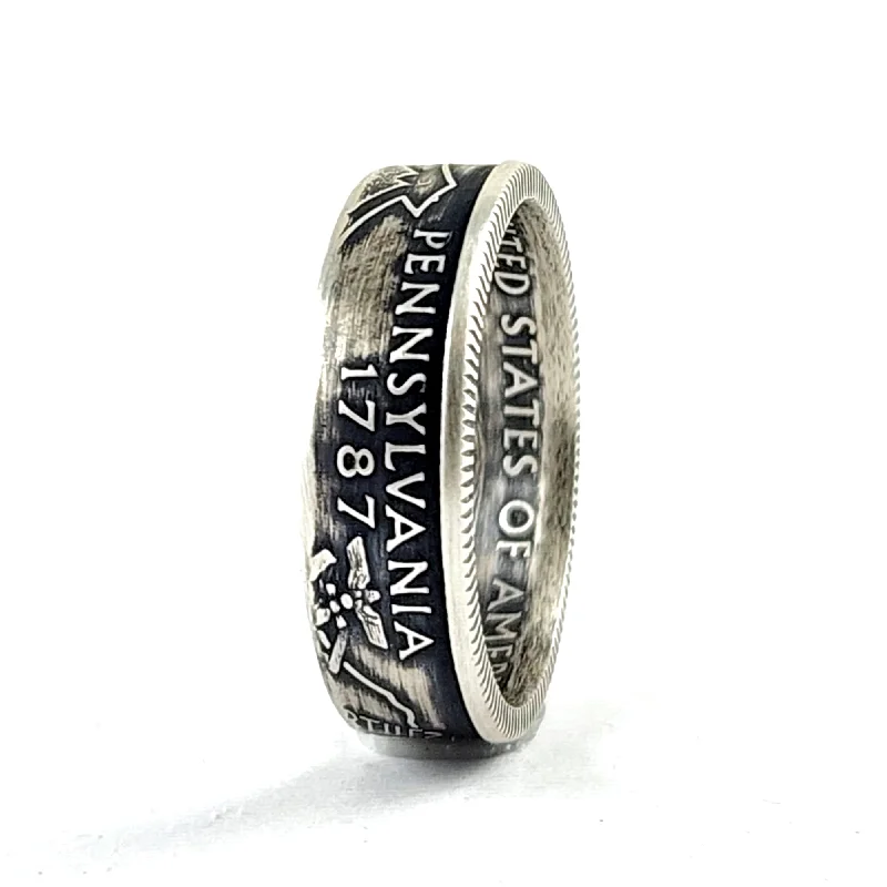 silver rings for women -90% Silver Pennsylvania Quarter Ring