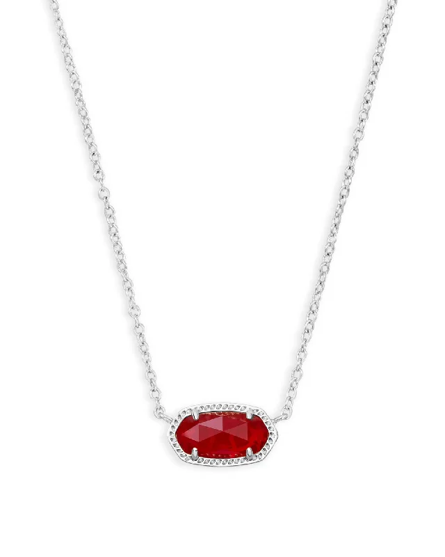 crystal necklaces for women -Elisa Silver Plated Pendant Necklace In Ruby Red, by Kendra Scott