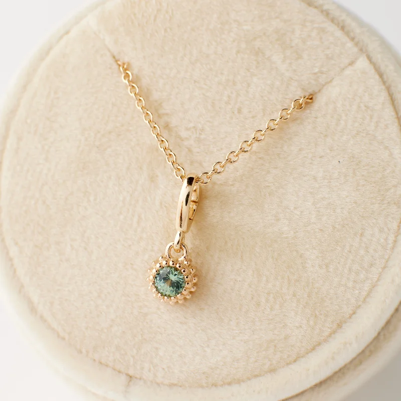 adjustable necklaces for women -Mabel Charm - Teal Green Montana Sapphire