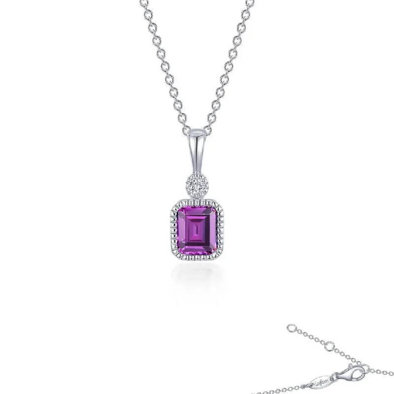 luxury diamond necklaces for women -Sterling Silver 0.91cttw Simulated Diamond & Simulated Amethyst Pendant Necklace