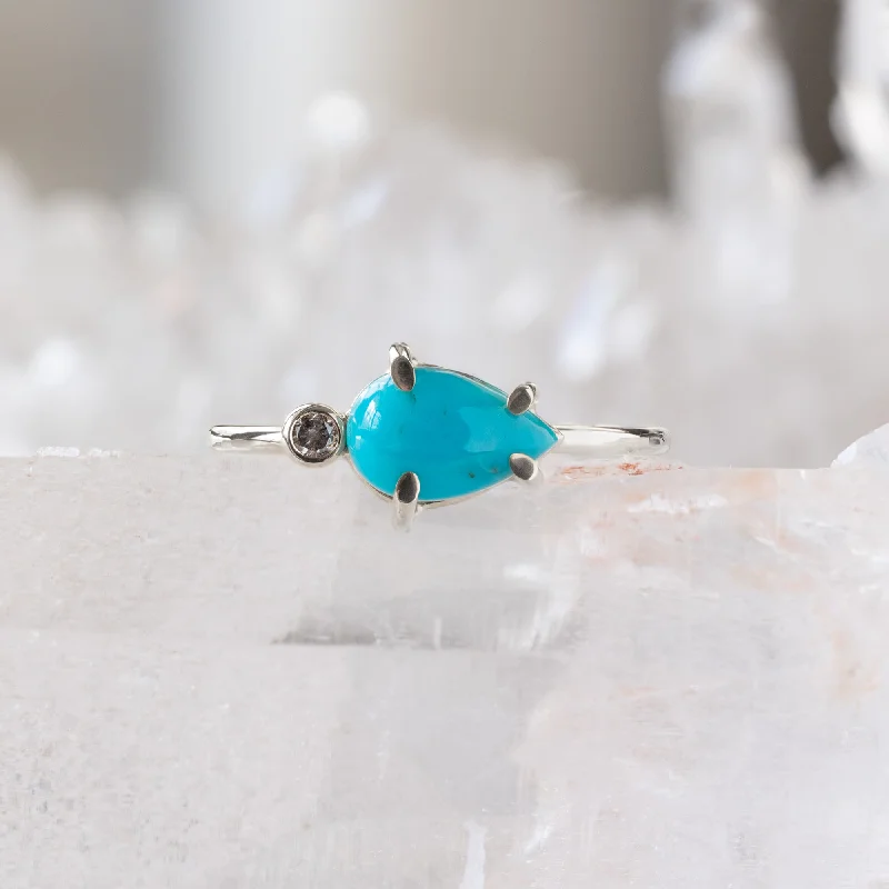 heart-shaped necklaces for women -The Asymmetrical Turquoise + Diamond Ring | Sterling Silver