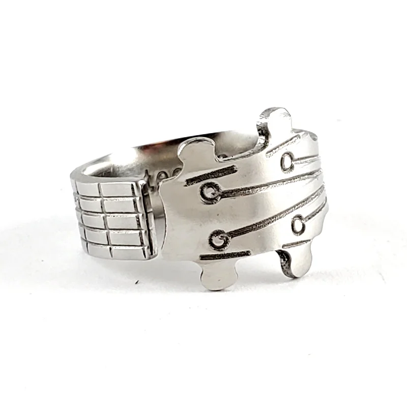 luxury rings for women -Bass Guitar Neck Stainless Steel Spoon Ring