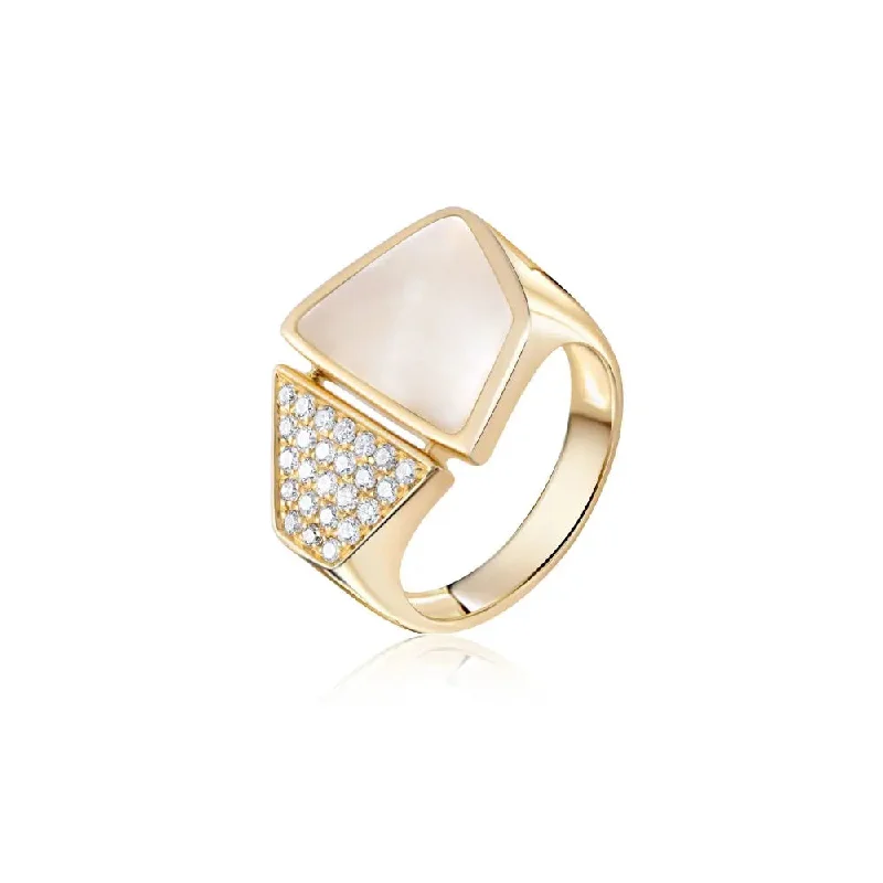 polished gold rings for women -Diamond Geometric Ring