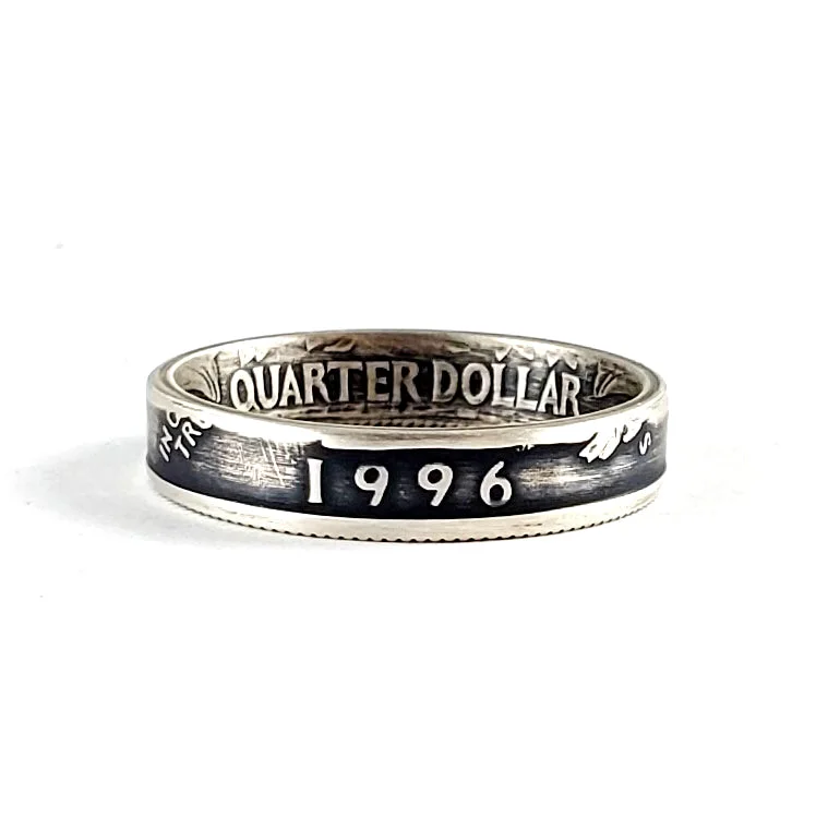 personalized rings for women -90% Silver 1996 Washington Quarter Stacking Coin Ring