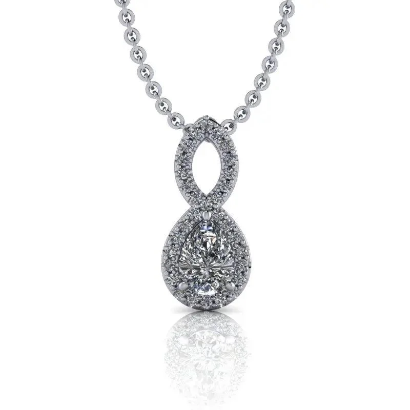 gift necklaces for women -Pear Moissanite Necklace 14 kt gold .95 ctw