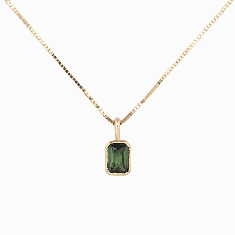 chain link necklaces for women -Patia Necklace Green Sapphire, 14K Yellow Gold (One of a kind)