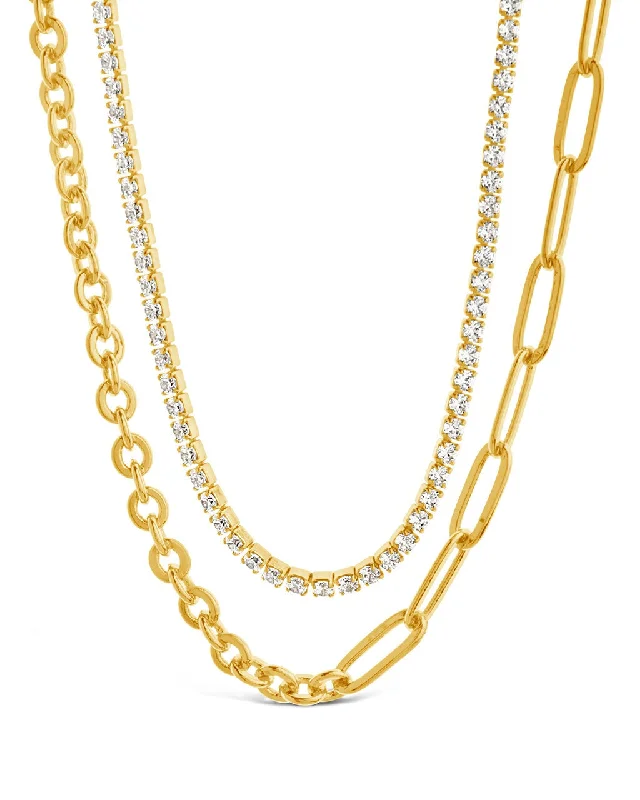 multi-layered necklaces for women -Collins CZ Layered Chain Necklace