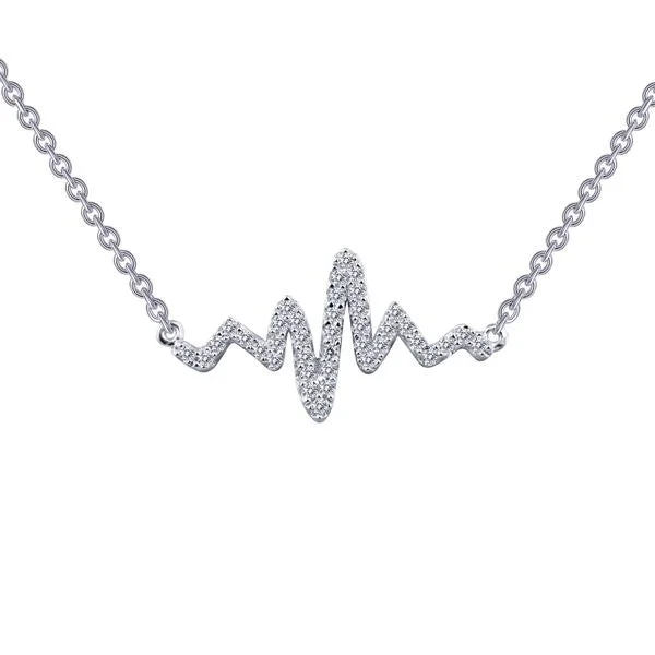 heart-shaped necklaces for women -Sterling Silver Heartbeat Necklace by Lafonn