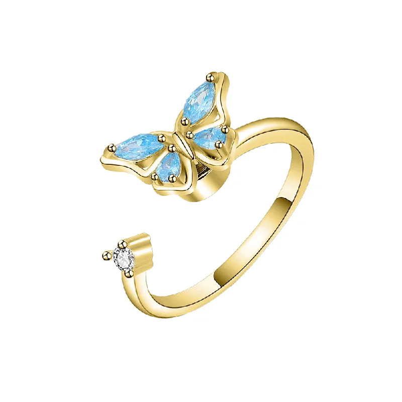 double band rings -Blue Butterfly Fidget Ring