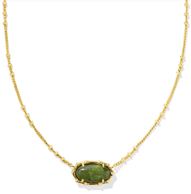 bohemian style necklaces for women -Elisa Gold Plated Sage Serpentine Bamboo Frame Short Pendant Necklace by Kendra Scott