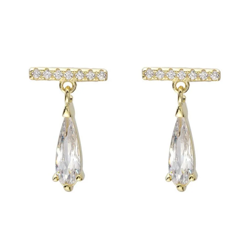 unique earrings for women -Diamond Bar Earrings