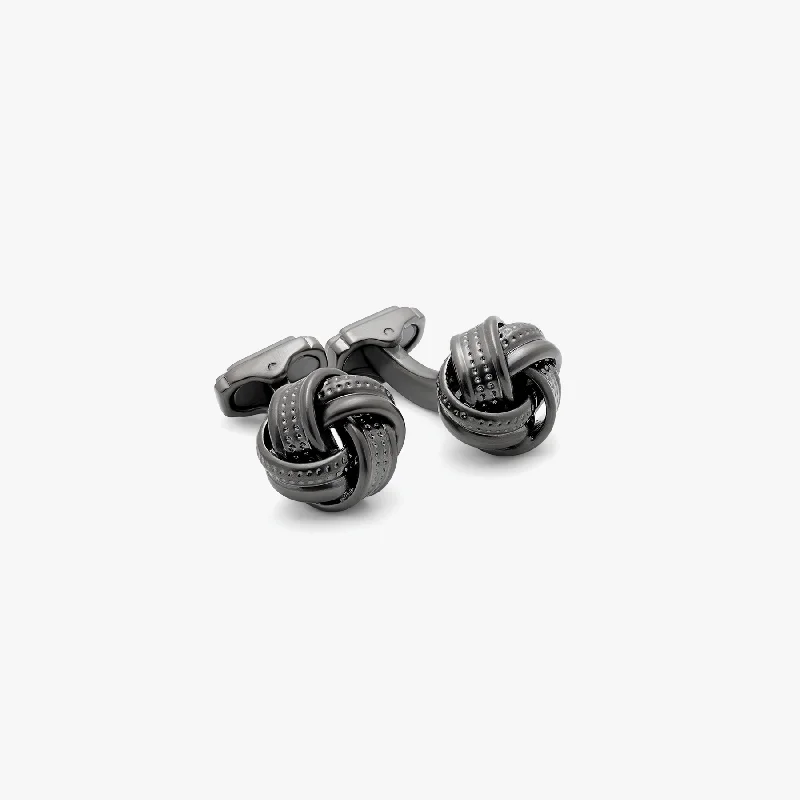 adjustable bracelets for women -THOMPSON Satin Dot Knot cufflinks In Gunmetal Plated